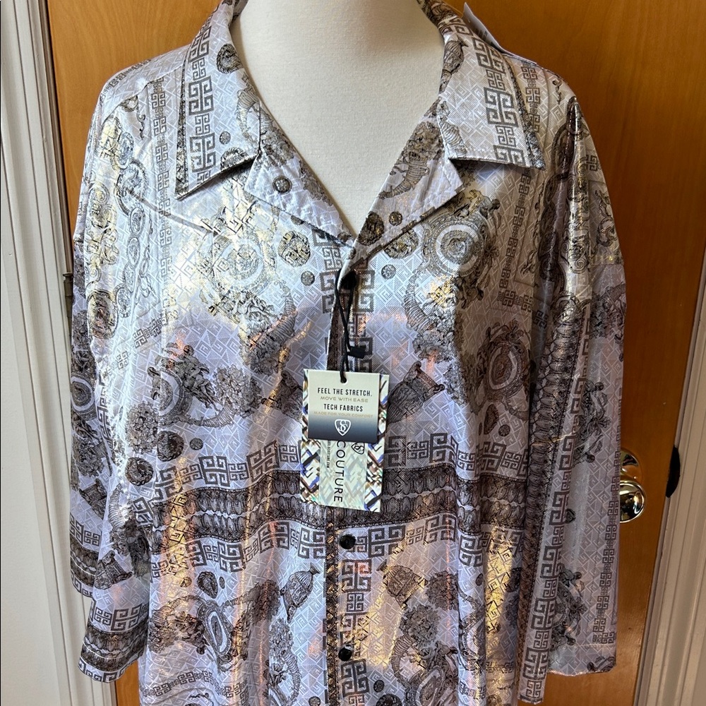 NWT Suslo Couture Men's Geometric Pattern Button Down Shirt